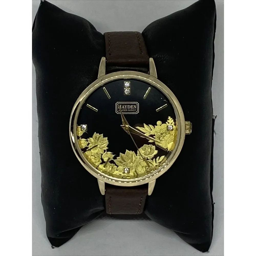 Hayden by Hayden Harnett Women Brown Leather Black AnalogDial Quartz Watch LJ174